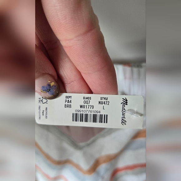 Madewell Striped V-Neck Midi Dress in 100% Linen - Picture 8 of 11